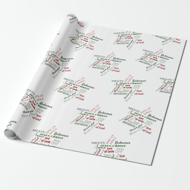 Papier Cadeau Noms du papier d'enveloppement de Noël de Jésus (Déroulé)