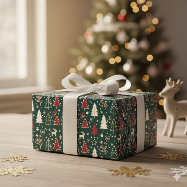 Papier Cadeau Nordic Winter Wonderland Seamless Pattern (Créateur téléchargé)