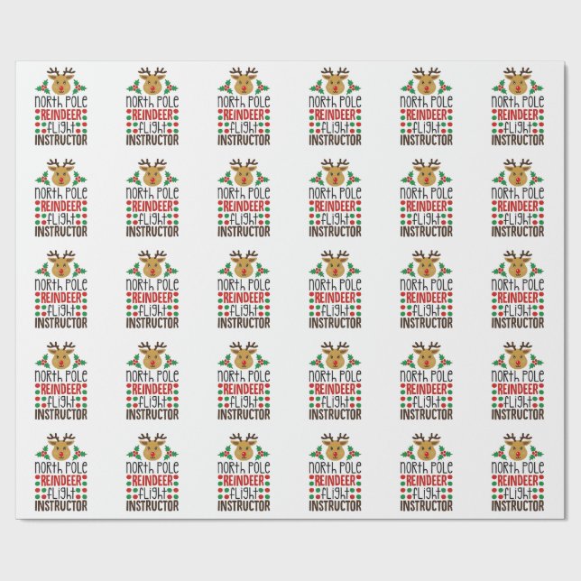Papier Cadeau North Pole Reindeer Flight Instructor Christmas  (Plat)