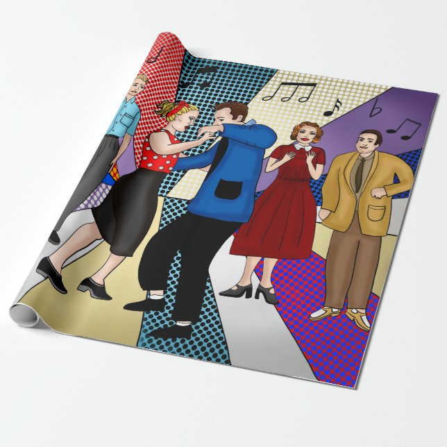 Papier Cadeau Nostalgic Retro 1950's Style (Déroulé)