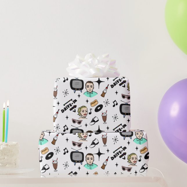 Papier Cadeau Nostalgic Retro 1950's Style (Cadeaux de fête)