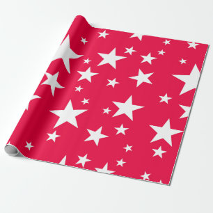 Papier Cadeau Nostalgique Noël Rouge Blanc étoiles Modèle