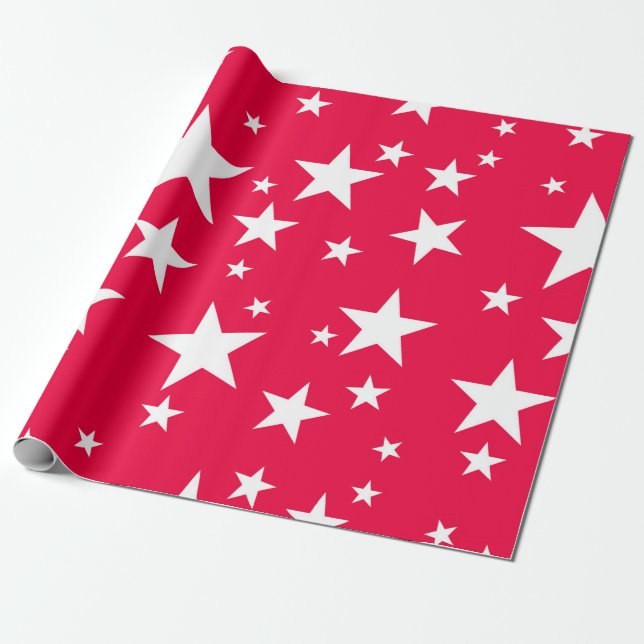 Papier Cadeau Nostalgique Noël Rouge Blanc étoiles Modèle (Déroulé)