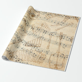 Papier Cadeau Note de musique feuille Vintage manuscrite