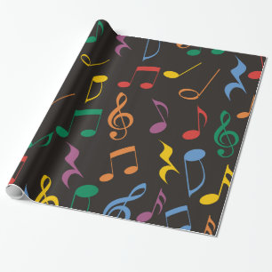 Papier Cadeau Notes colorées de musique