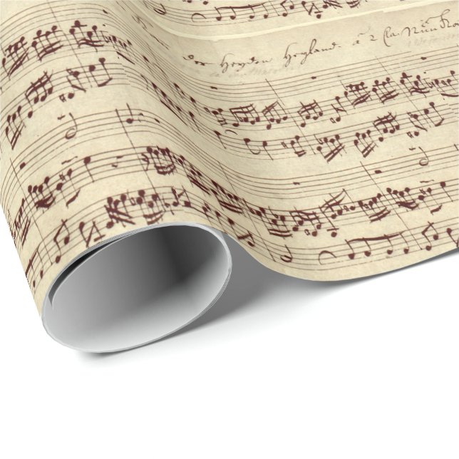 Papier Cadeau Notes de musique ancienne - Feuille de musique Bac (Coin rond)
