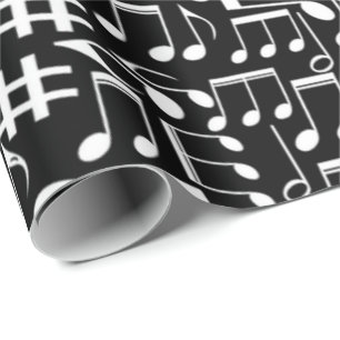 Papier Cadeau Notes de musique blanches dansantes Amoureux de mu