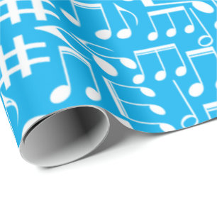 Papier Cadeau Notes de musique blanches dansantes Amoureux de mu