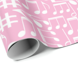 Papier Cadeau Notes de musique blanches dansantes Amoureux de mu