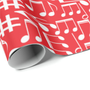 Papier Cadeau Notes de musique blanches dansantes Amoureux de mu