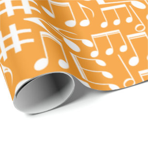 Papier Cadeau Notes de musique blanches dansantes Amoureux de mu