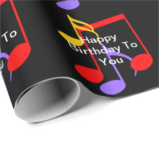 Papier Cadeau Notes de musique d'anniversaire