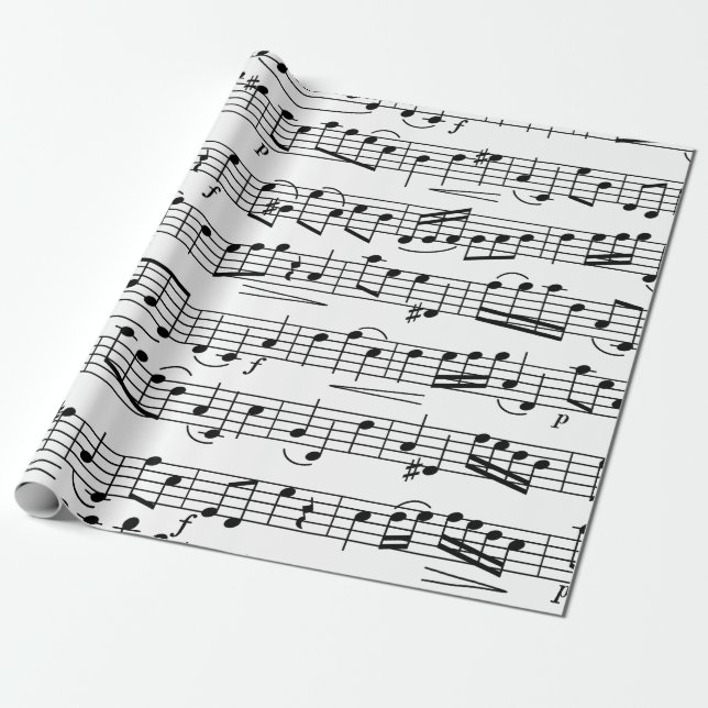 Papier Cadeau Notes de musique feuille (Déroulé)