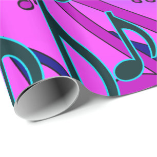 Papier Cadeau Notes de Musique Motif Musical Tourbillonnant et V