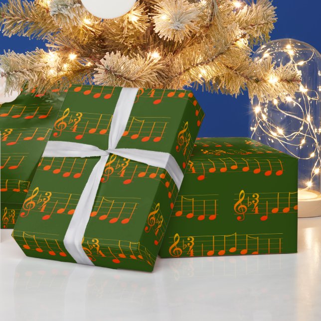 Papier Cadeau Notes de musique Nous vous souhaitons un joyeux No (Vacances)
