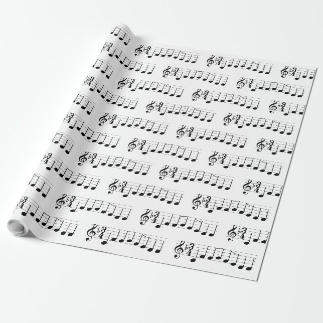 Papier Cadeau Notes de musique Nous vous souhaitons un joyeux No (Déroulé)