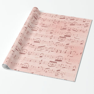 Papier Cadeau Notes de musique roses