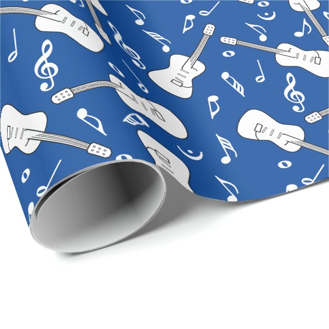 Papier Cadeau Notes musicales de Guitare Lines (Coin rond)