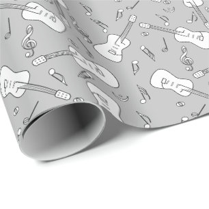 Papier Cadeau Notes musicales de Guitare Lines