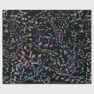 Papier Cadeau Notes musicales de parties scintillantes et