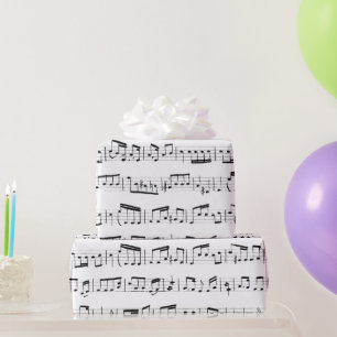Papier Cadeau Notes musicales sur le blanc