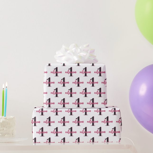 Papier Cadeau Notorieux | Pink 90's Hip hop 1er anniversaire (Cadeaux de fête)