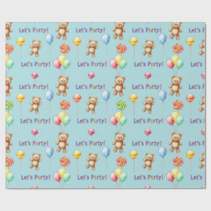 Papier Cadeau Nounours, ballons et bonbons de Natasha Us