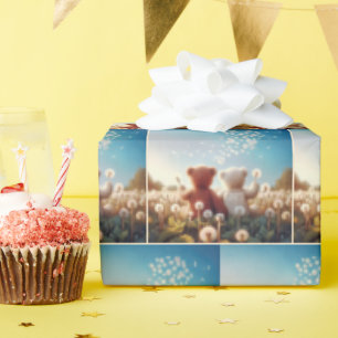 Papier Cadeau Nounours dans un champ de Dandelion