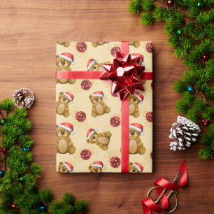 Papier Cadeau Nounours de Noël mignons