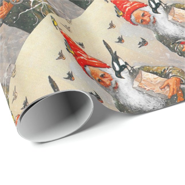 Papier Cadeau Nourrir les oiseaux (Coin rond)
