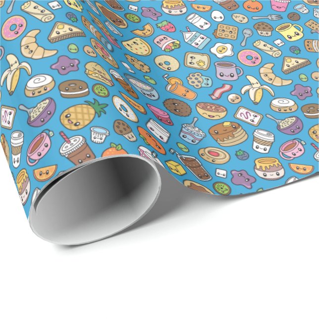 Papier Cadeau Nourriture de petit déjeuner mignonne (Coin rond)
