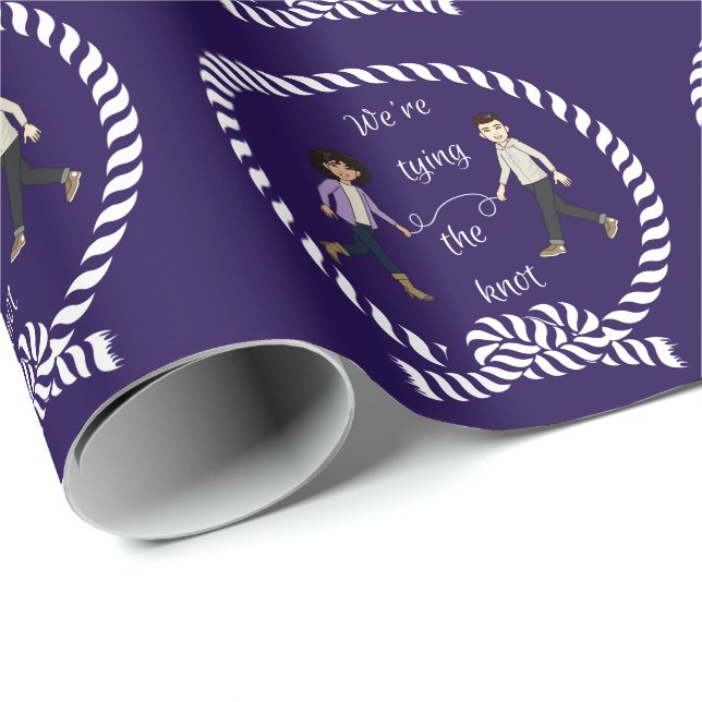 Papier Cadeau Nous essayons de nouer le Fiançailles Mariage naut (Coin rond)