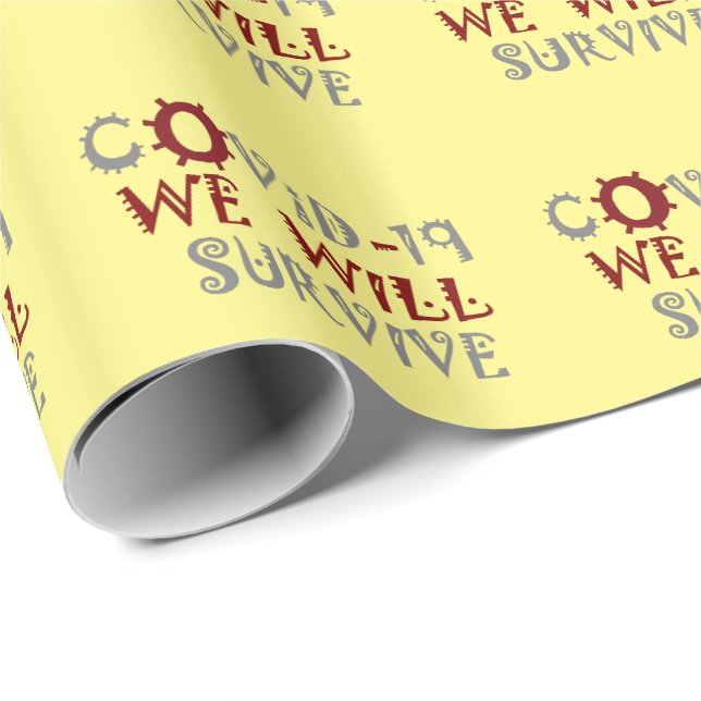 Papier Cadeau Nous survivrons à COVID-19 - Force et résilience (Coin rond)