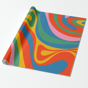 Papier Cadeau Nouveau Motif Abstrait coloré Groove Retro Trippy