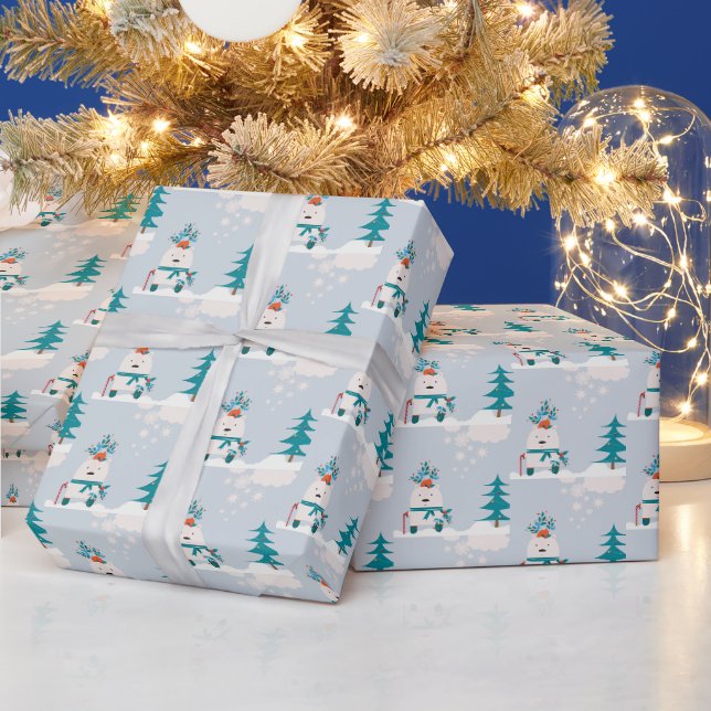 Papier Cadeau Nouvel An de Noël mignon M. Ours De Neige (Vacances)