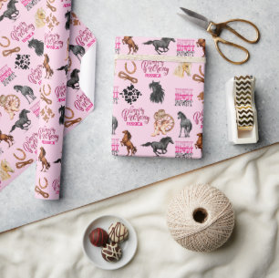 Papier Cadeau Nouvel anniversaire de la chouette du Cheval migno