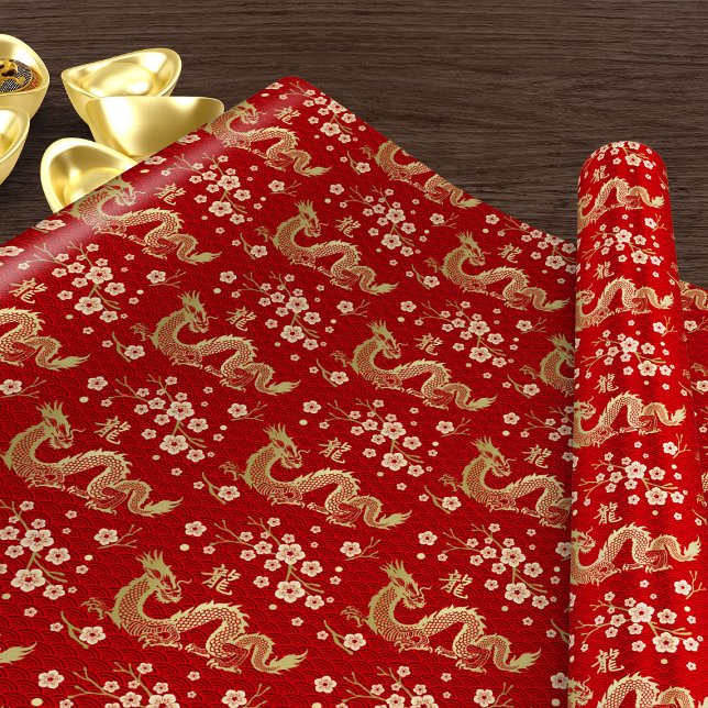 Papier Cadeau Nouvelle année chinoise du Dragon 2024 (Créateur téléchargé)