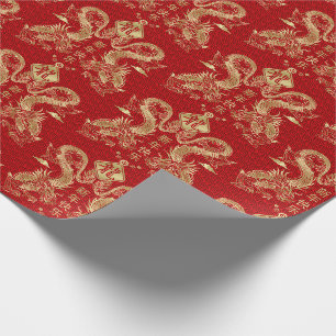 Papier Cadeau Nouvelle année chinoise du Dragon 2024