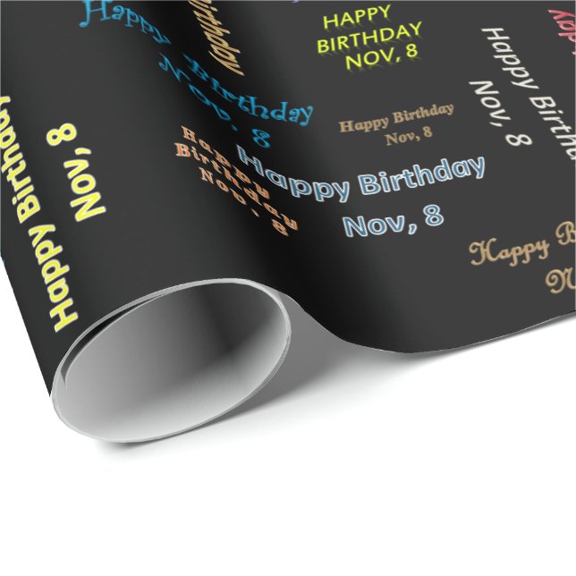Papier Cadeau Novembre, 8 Anniversaire Cadeau Papier (Coin rond)