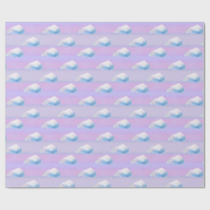 Papier Cadeau Nuage 9 Nuageux Violet et Bleu