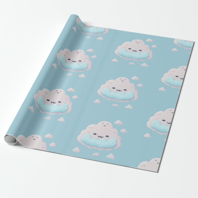 Papier Cadeau Nuage souriant mignon (Déroulé)