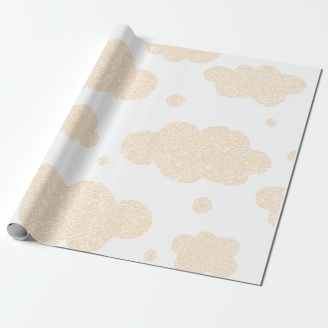 Papier Cadeau nuages beiges sur arrière - plan blanc (Déroulé)
