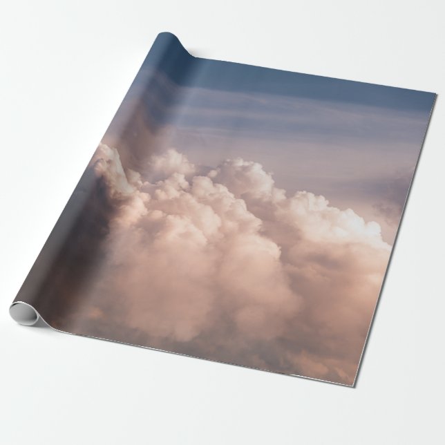 PAPIER CADEAU NUAGES BLANCS SOUS CIEL BLEU (Déroulé)