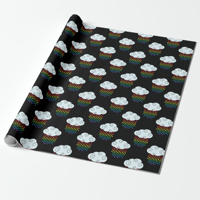 Papier Cadeau Nuages de pluie arc-en-ciel (Déroulé)