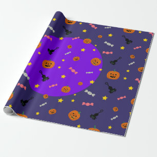 Papier Cadeau Nuit de Halloween. Des bonbons ou un sort