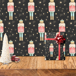 Papier Cadeau Nuit étoilée Gold Nutcracker de Noël