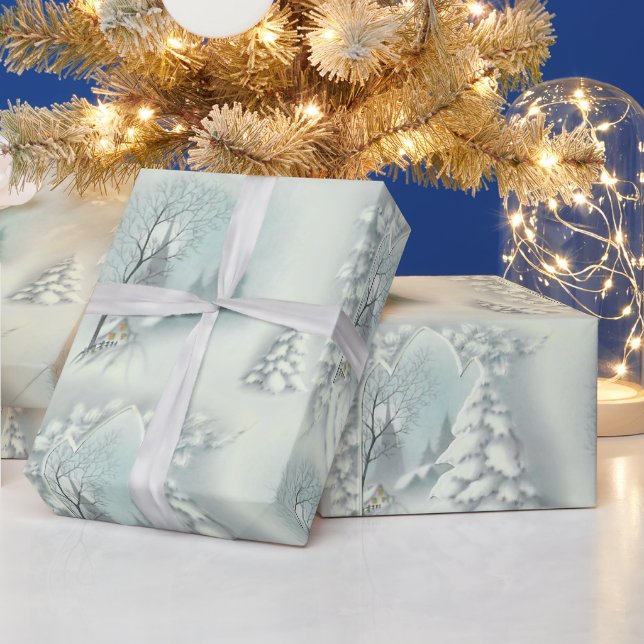 Papier Cadeau Nuit vintage de neige (Vacances)