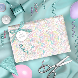 Papier Cadeau Numéro d'anniversaire Nuage de mot 80 A ID270