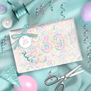 Papier Cadeau Numéro d'anniversaire Nuage de mot Soixante A ID27