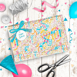 Papier Cadeau Numéro de l'anniversaire Nuage de mots 90 B ID270